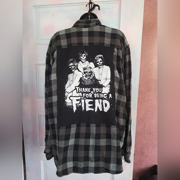 Custom Gothic Golden Girls Flannel Shirt! RAGE Gear! OOAK! - Picture 1 of 5